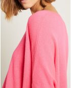 Pull poncho 100% Cachemire Elisabeth Col rond rose fluo